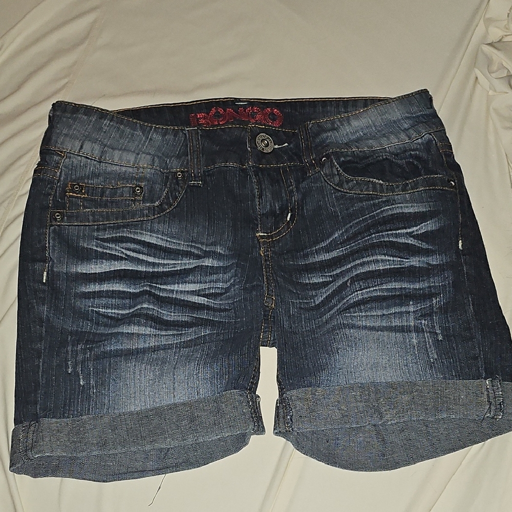 BONGO Blue Jean Shorts with Cuffed Hem and Faded Style